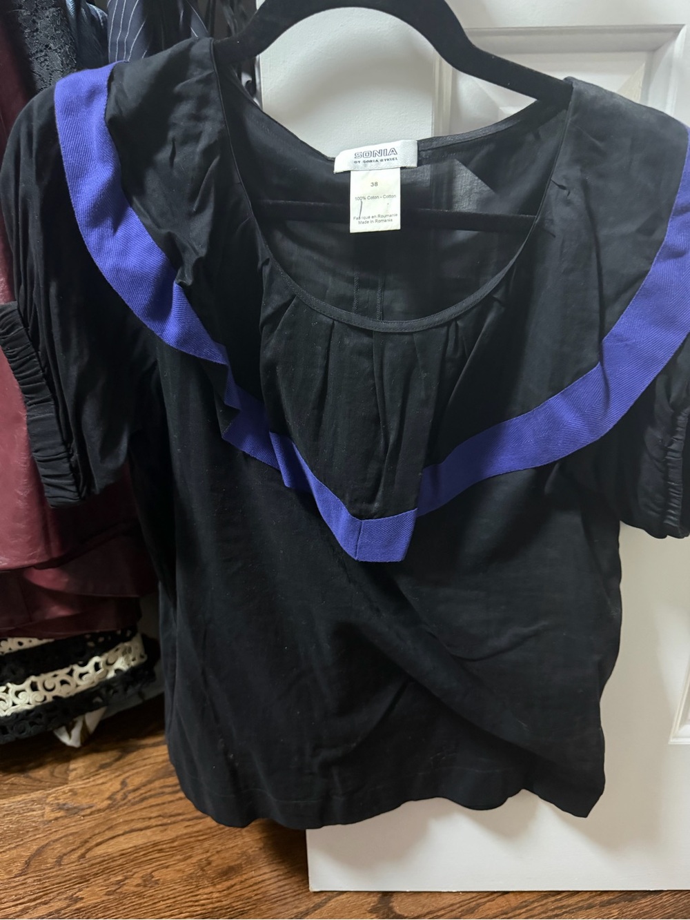 Sonia Rykiel Black Top with Purple Trim